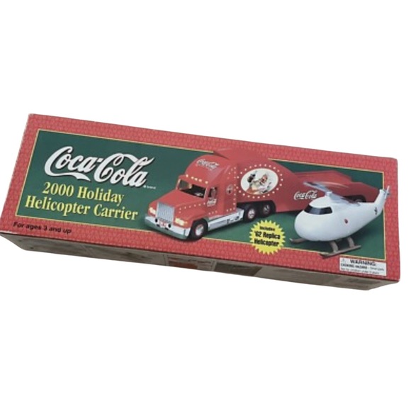 Coca-Cola Toy 2000 Holiday Helicopter Carrier 15in Red Retro Working Lights NIB - Picture 3 of 3